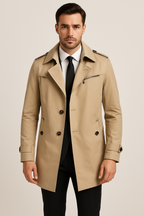 Eleganter Herren-Trenchcoat mit Umlegekragen | Klassischer Mantel | Leonard