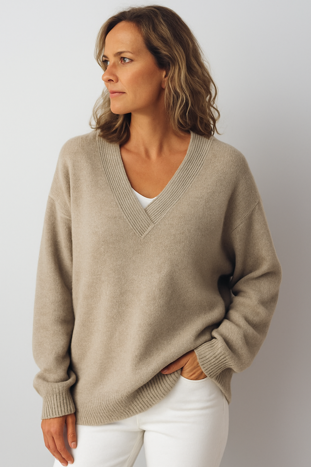 Kaschmir Damenpullover mit V-Ausschnitt | Annelie