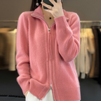 Elegante Wollmischung Zip-Up Strickjacke | Klassische Damenmode | Clara