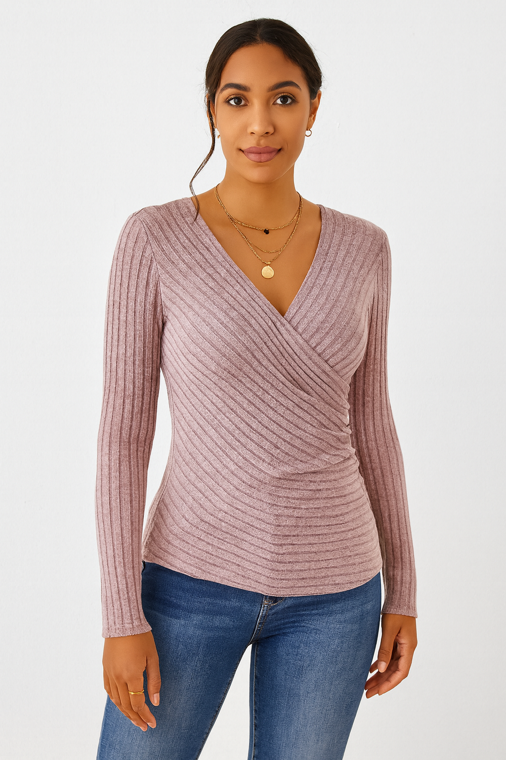 Aurora Bauchformendes Langarmtop Mit V Ausschnitt