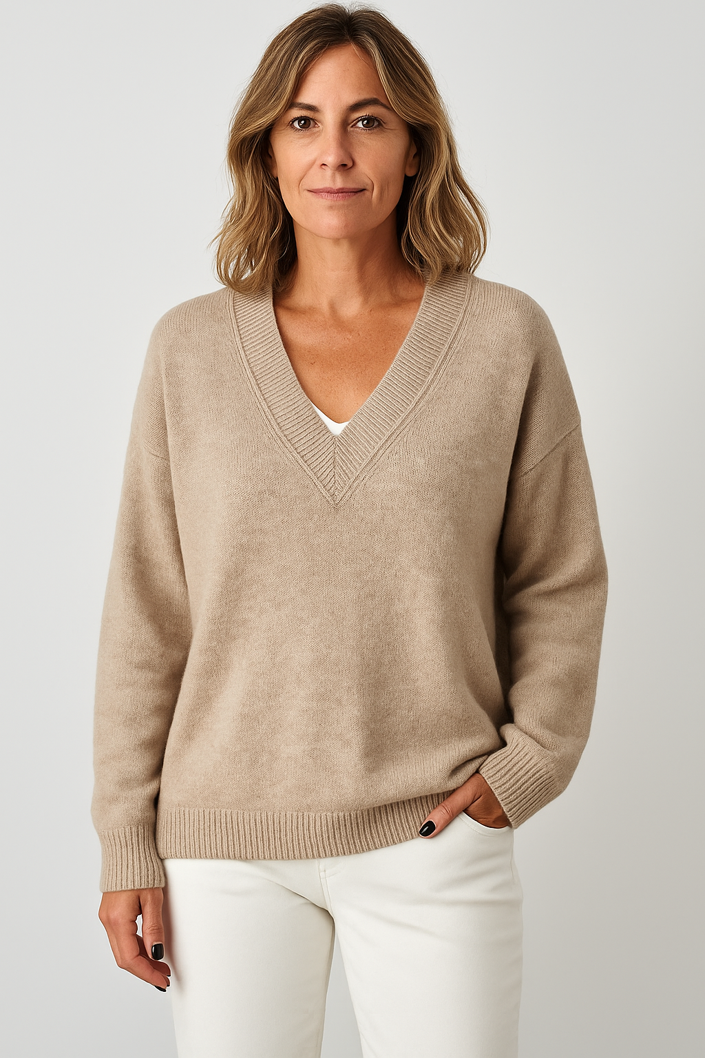 Kaschmir Damenpullover mit V-Ausschnitt | Annelie