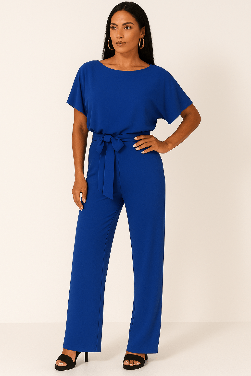 Amara | Eleganter Jumpsuit mit Bindegürtel | Weit geschnitten | Damen
