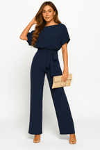 Amara | Eleganter Jumpsuit mit Bindegürtel | Weit geschnitten | Damen