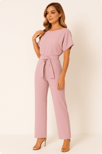 Amara | Eleganter Jumpsuit mit Bindegürtel | Weit geschnitten | Damen