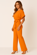 Amara | Eleganter Jumpsuit mit Bindegürtel | Weit geschnitten | Damen
