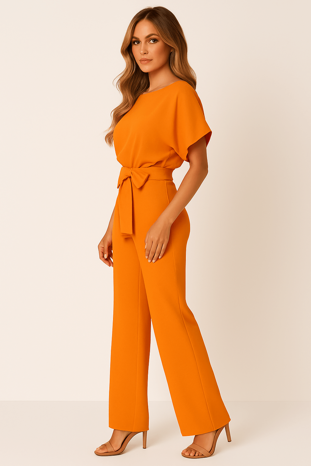 Amara | Eleganter Jumpsuit mit Bindegürtel | Weit geschnitten | Damen