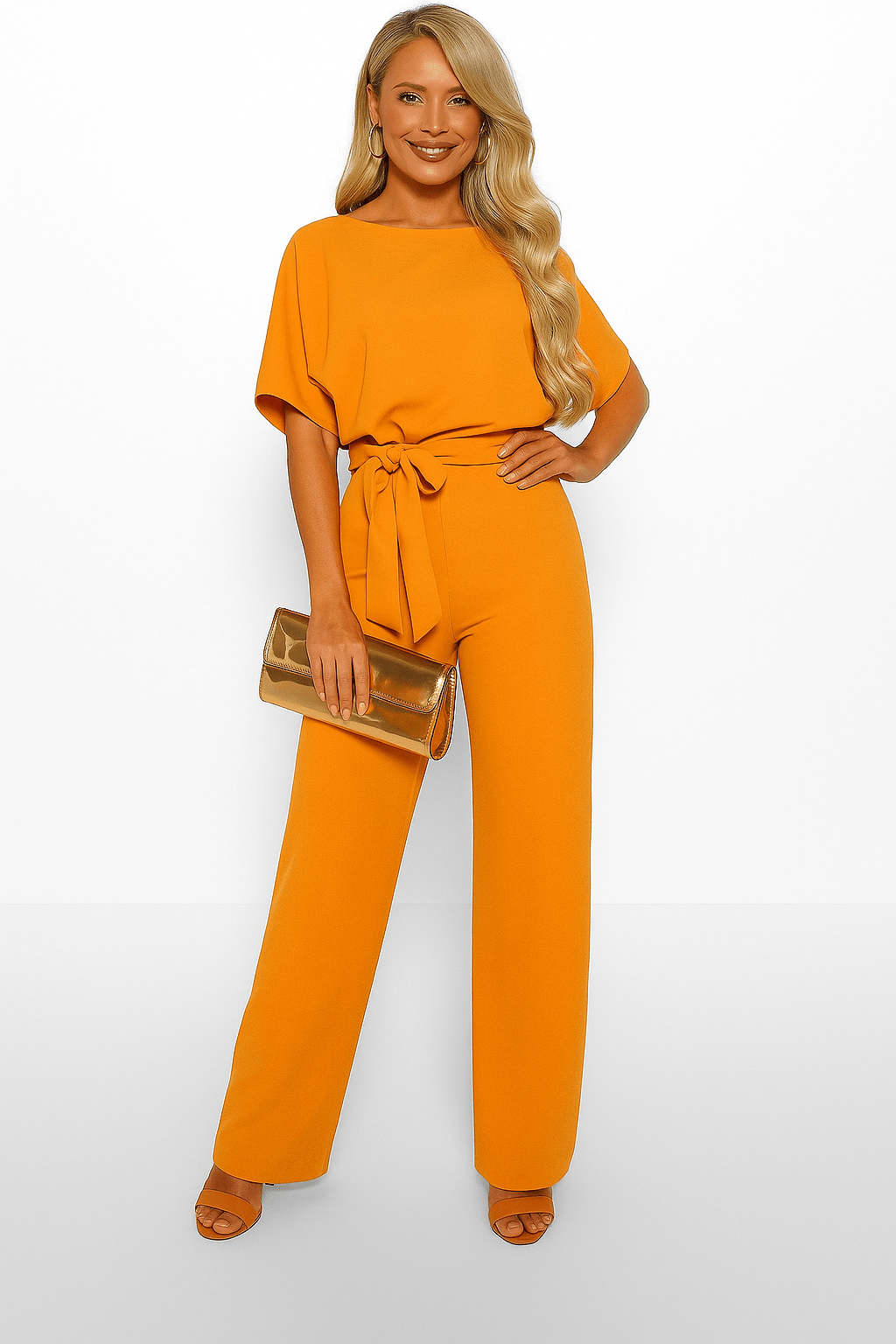 Amara | Eleganter Jumpsuit mit Bindegürtel | Weit geschnitten | Damen