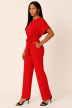 Amara | Eleganter Jumpsuit mit Bindegürtel | Weit geschnitten | Damen